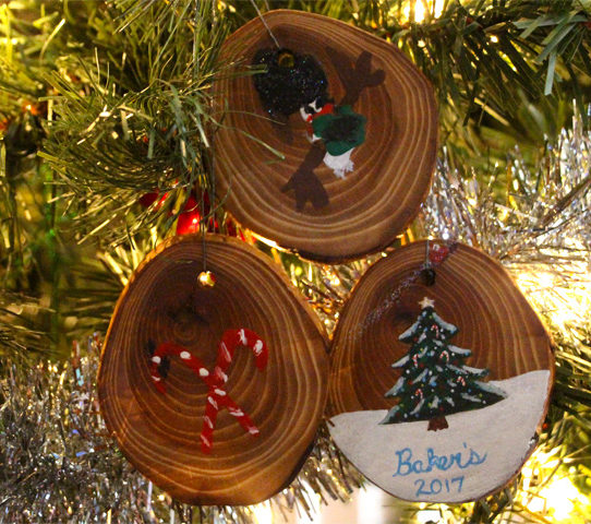 Ornaments from a log, Home Built Workshop