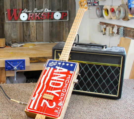 License Plate Guitar, Home Built Workshop