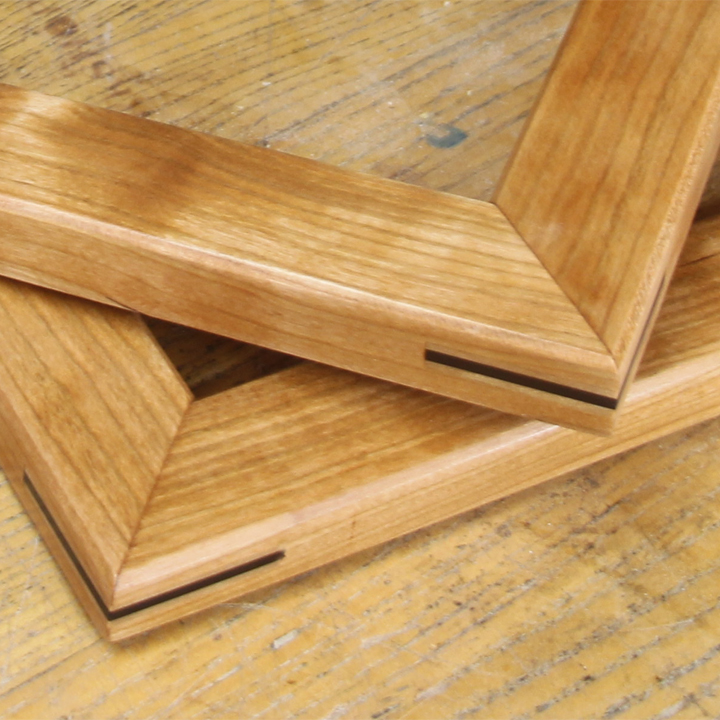 multiple sizes Solid walnut picture frame with maple splines