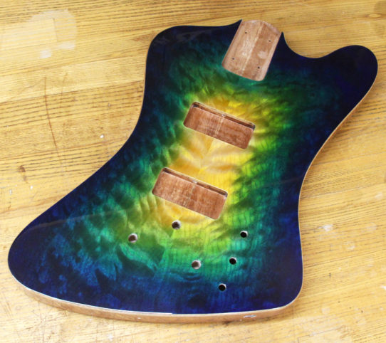 Dyeing the Quilted Maple Bass Guitar