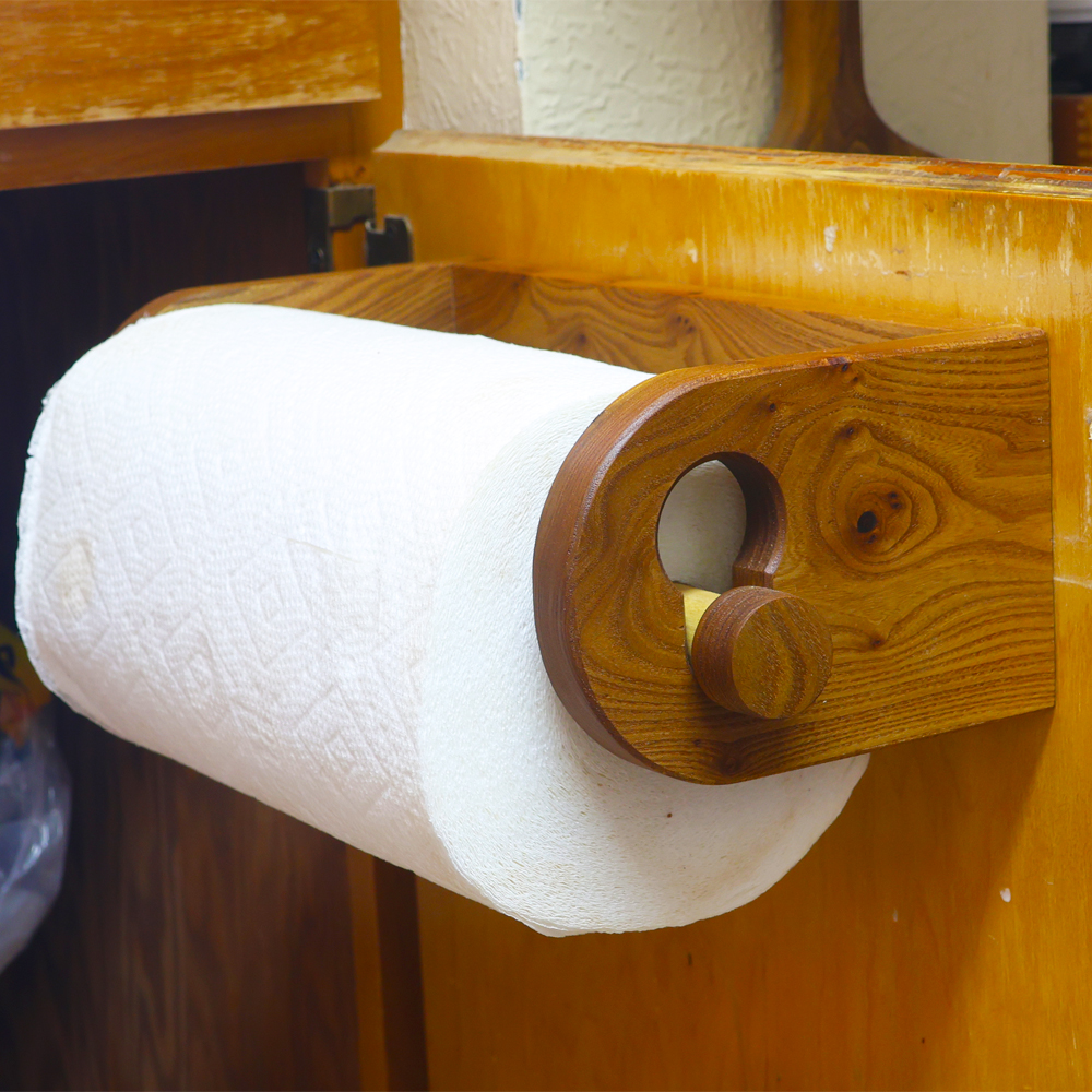 how to make a DIY wooden paper towel holder by Home Built Workshop